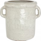 Stor glasert hvit urne med håndtak thumbnail