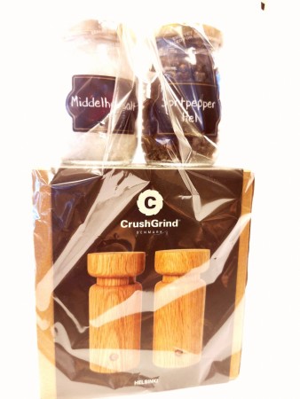 CrushGrind krydderkvern i 2 pk, med grovt middelhavsalt og sort pepper, hel.