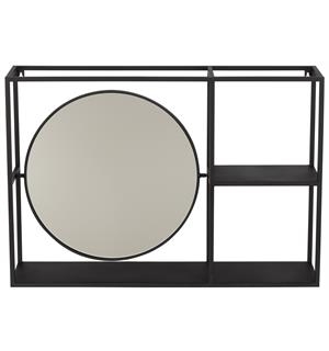 Hylle/reol sort metall med speil