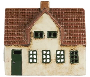 Ib Laursen lyshus, beige hus med rødt tak