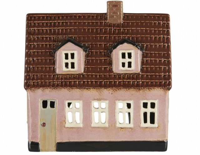Ib Laursen lyshus, rosa hus med rødt tak