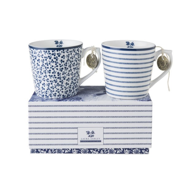 Laura Ashley 2 små Krus i gave eske- Candy Stripe/ Floris