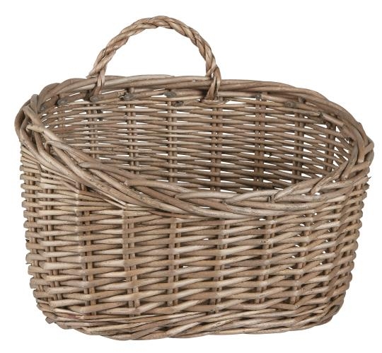 Vegg kurv med hank i hel piltre, oval form